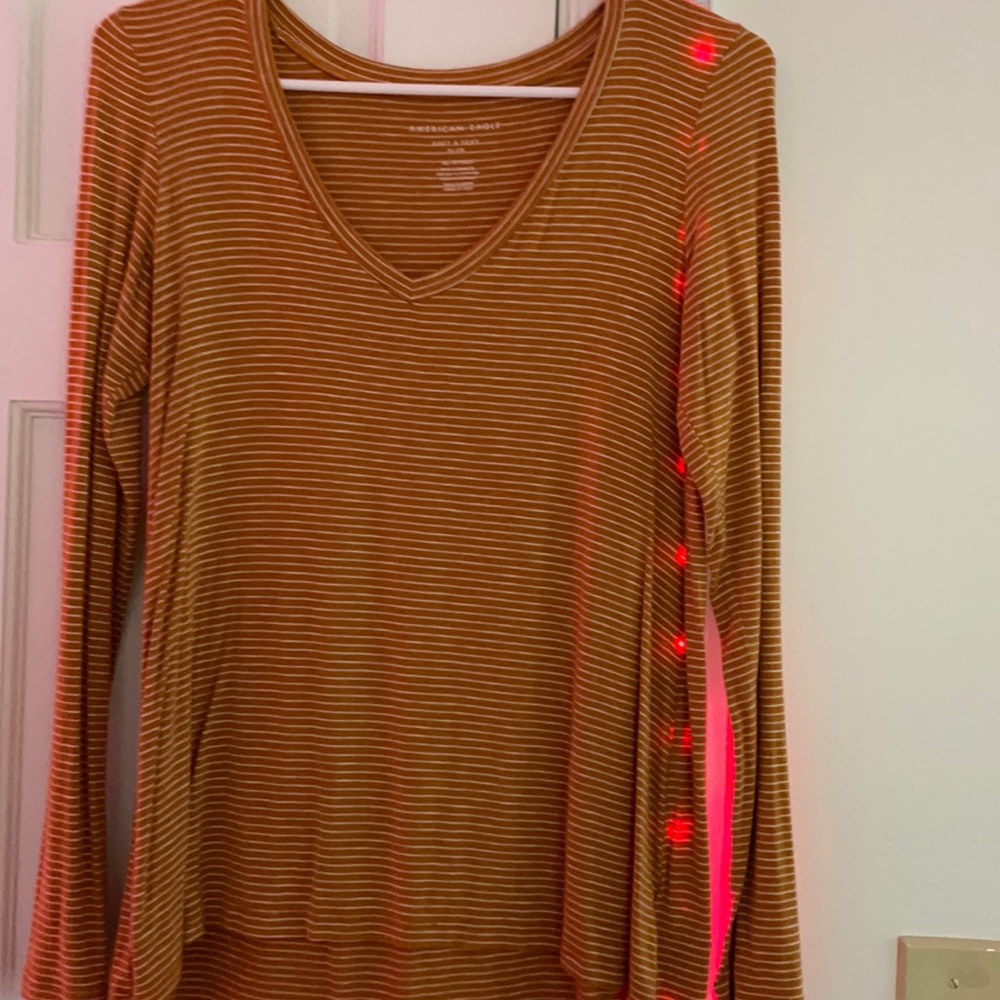 yellow and white striped american eagle top